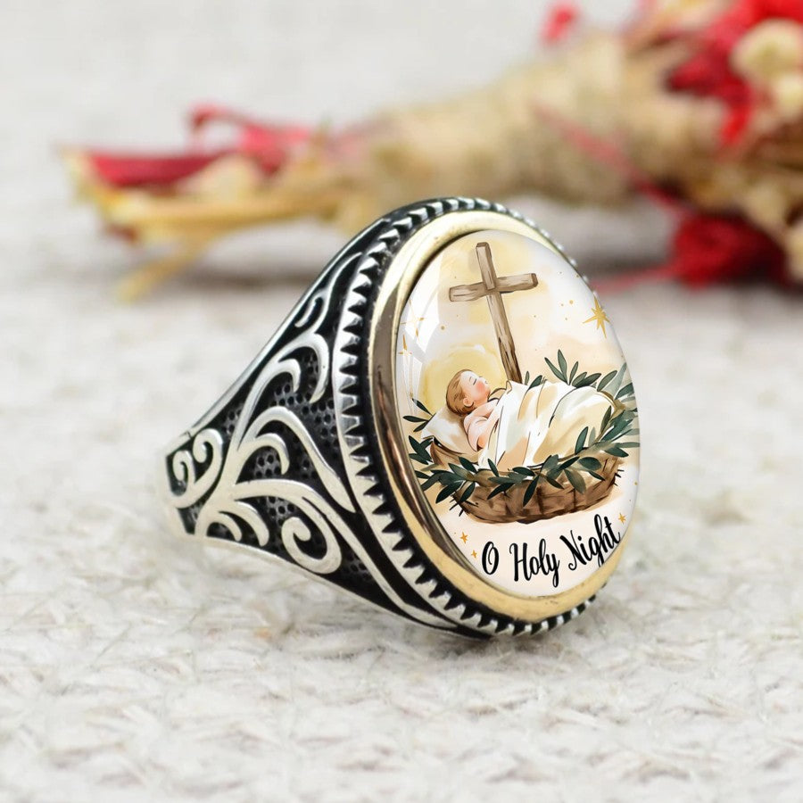 Nativity Scene Oval Ring