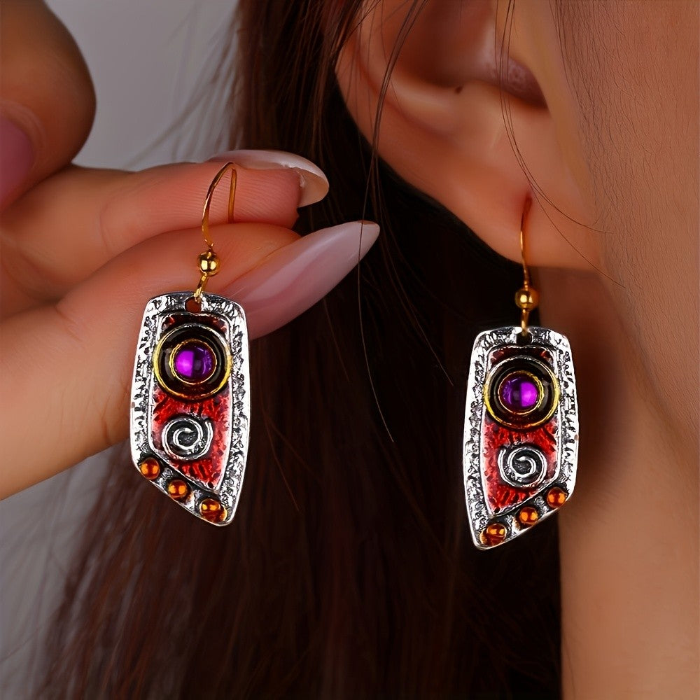 Purple Spiral Drop Earrings