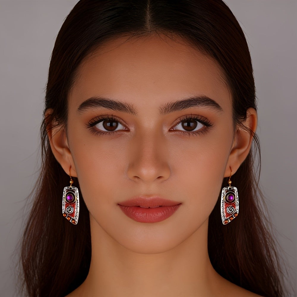 Purple Spiral Drop Earrings