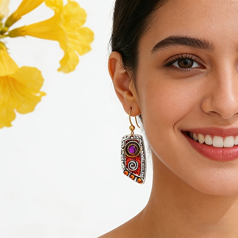 Purple Spiral Drop Earrings