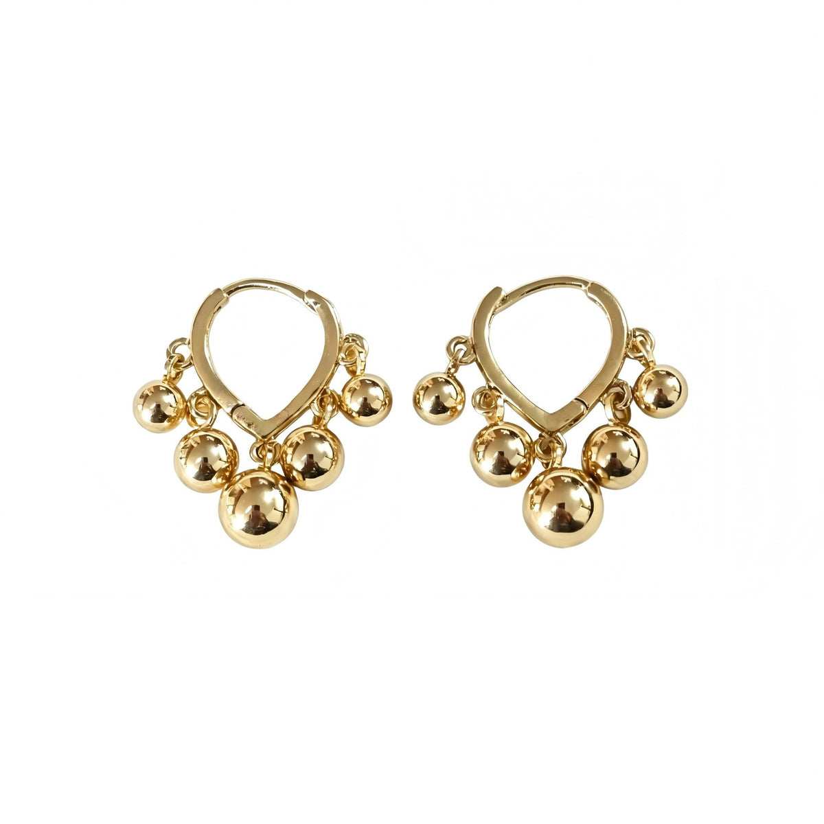 Gold-Tone Heart Bead Hoop Earrings