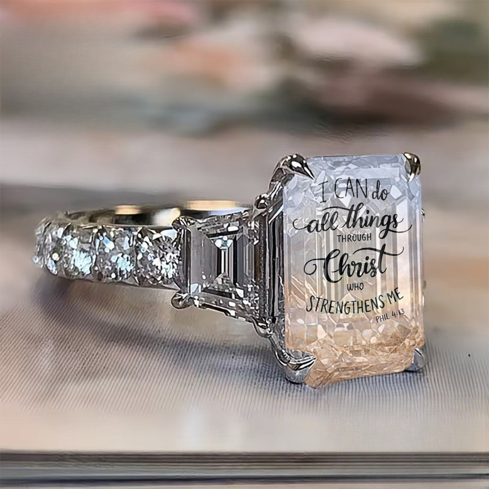 Scripture Square Stone Ring