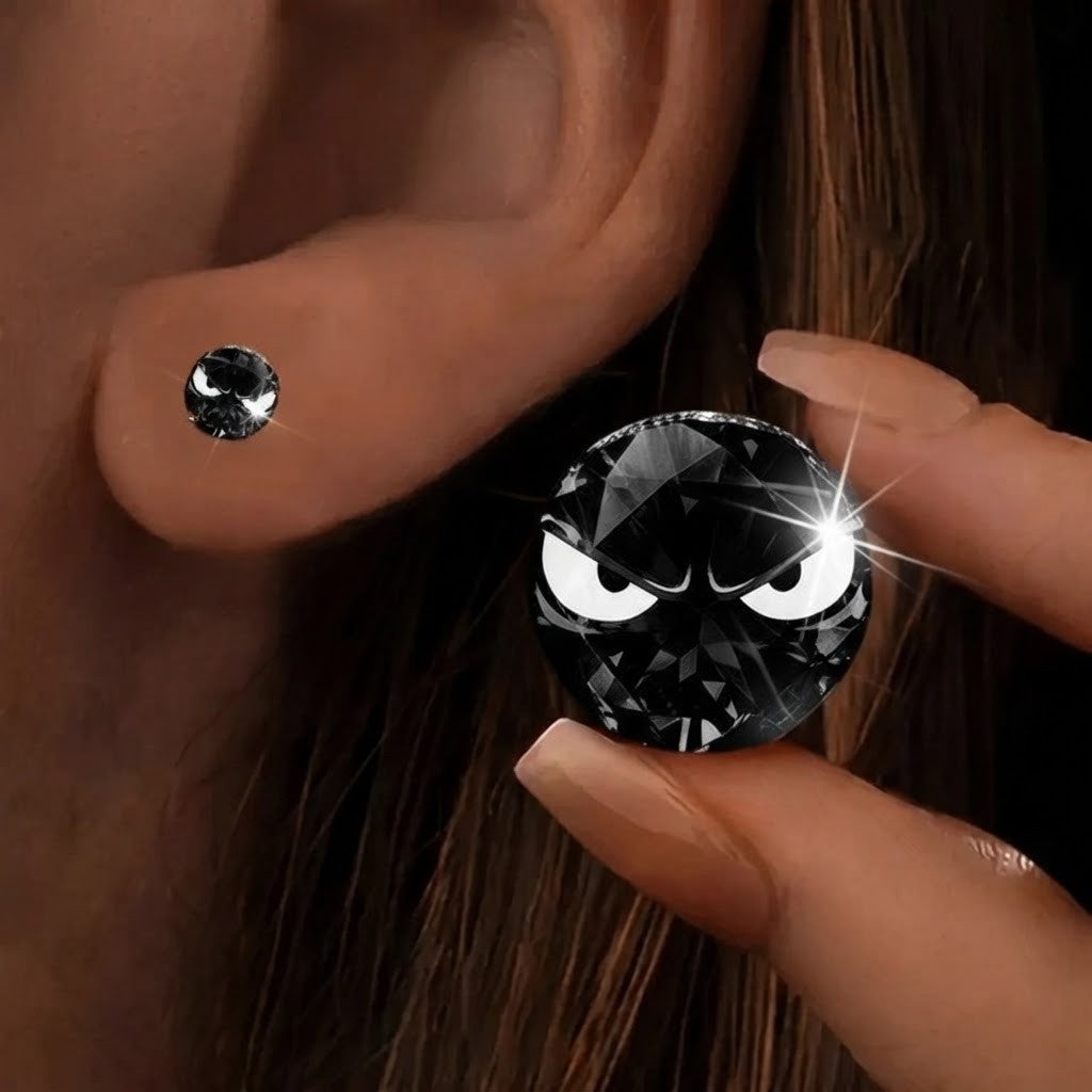 Black Crystal Cat Earrings