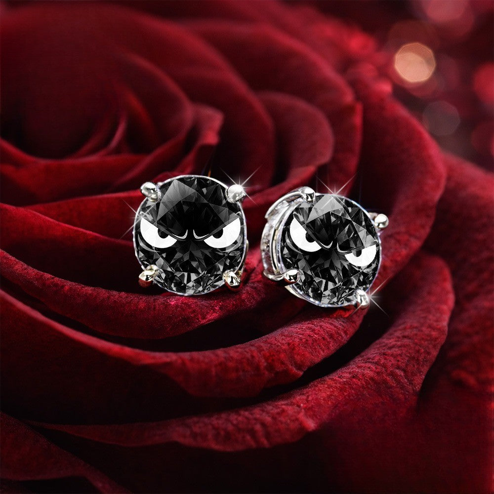 Black Crystal Cat Earrings