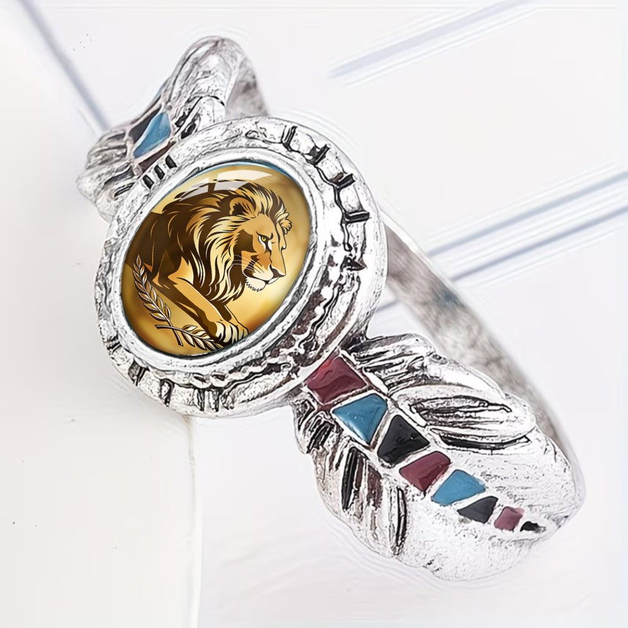 Lion & Feather Oval Ring