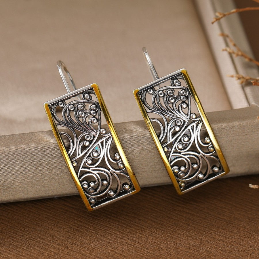 Vintage Scrollwork Rectangle Earrings