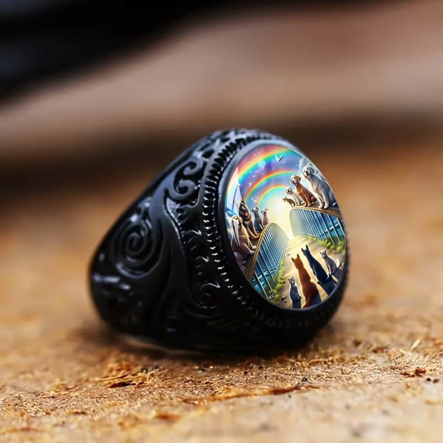 Rainbow Bridge Cats & Dogs Oval Ring
