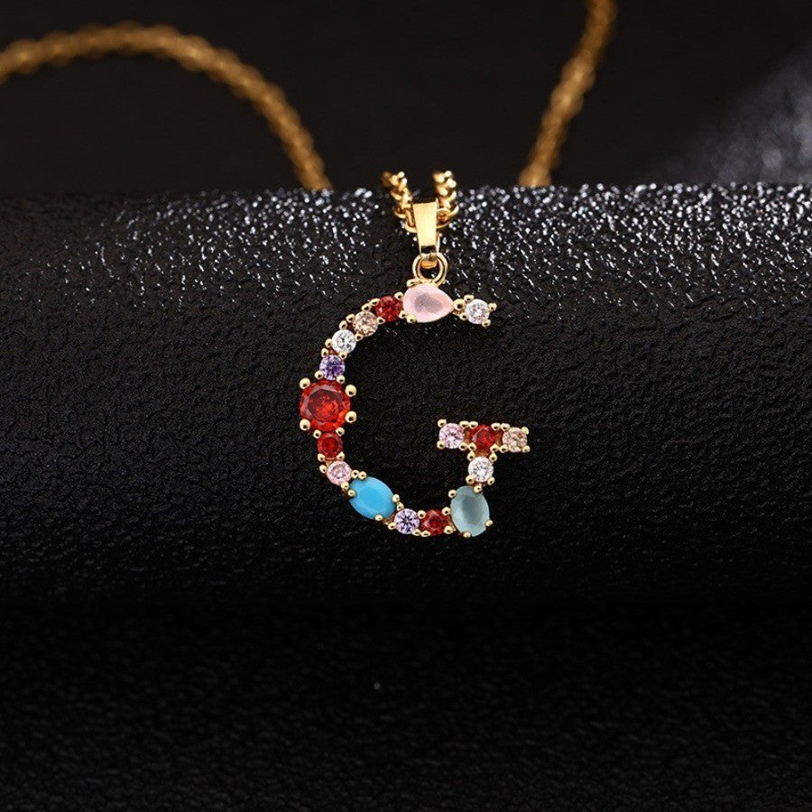 Multicolor Zircon Initial Necklace