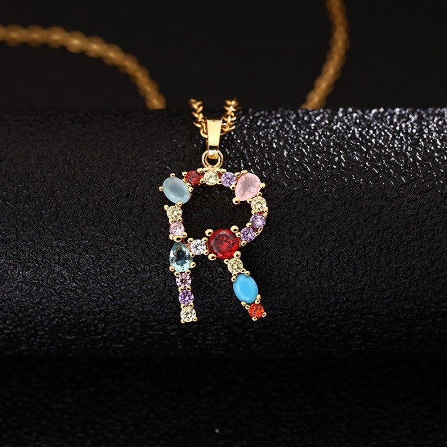 Multicolor Zircon Initial Necklace