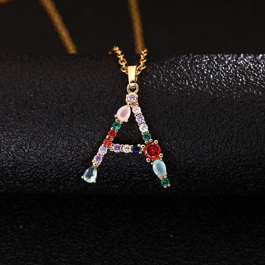 Multicolor Zircon Initial Necklace
