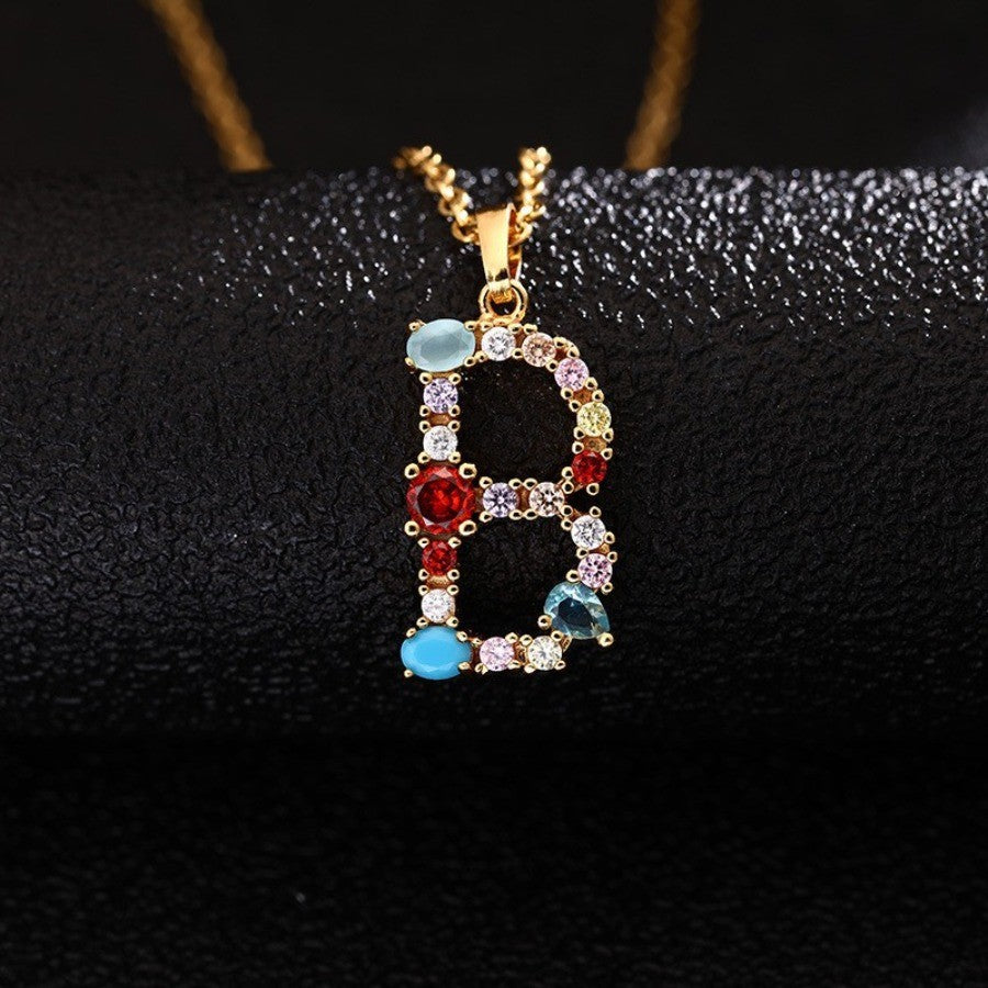 Multicolor Zircon Initial Necklace