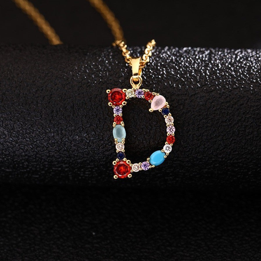 Multicolor Zircon Initial Necklace
