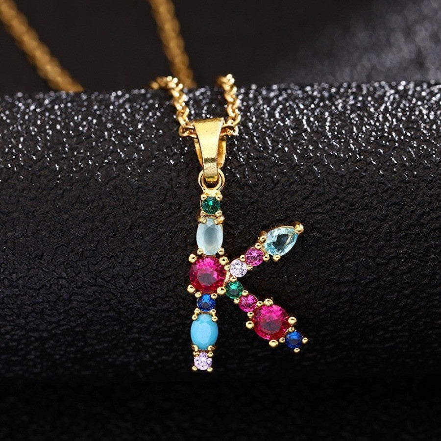 Multicolor Zircon Initial Necklace