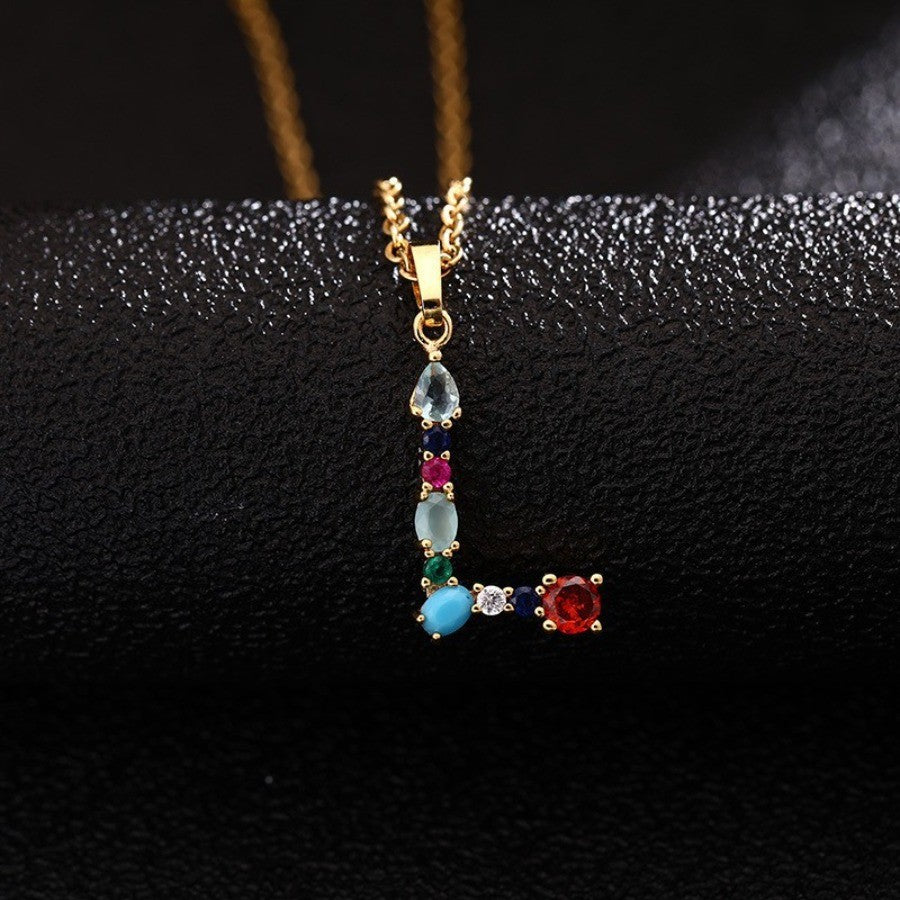 Multicolor Zircon Initial Necklace