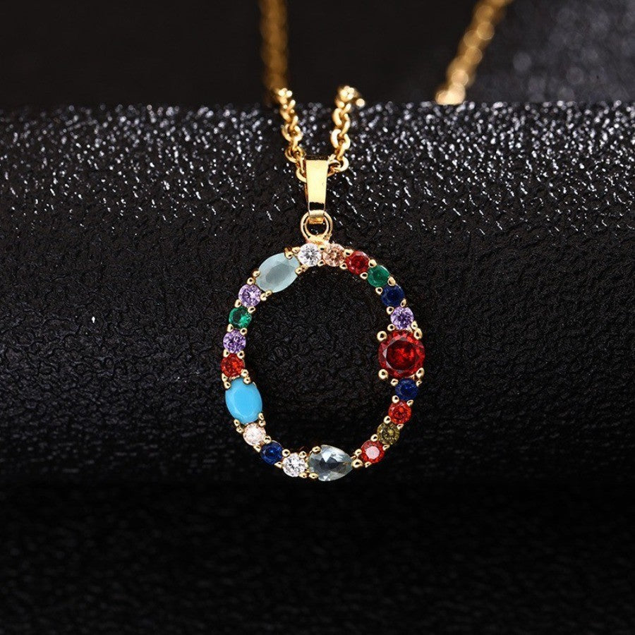 Multicolor Zircon Initial Necklace