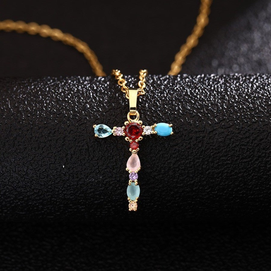 Multicolor Zircon Initial Necklace