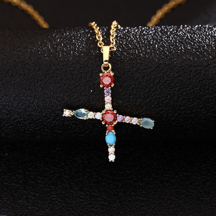 Multicolor Zircon Initial Necklace