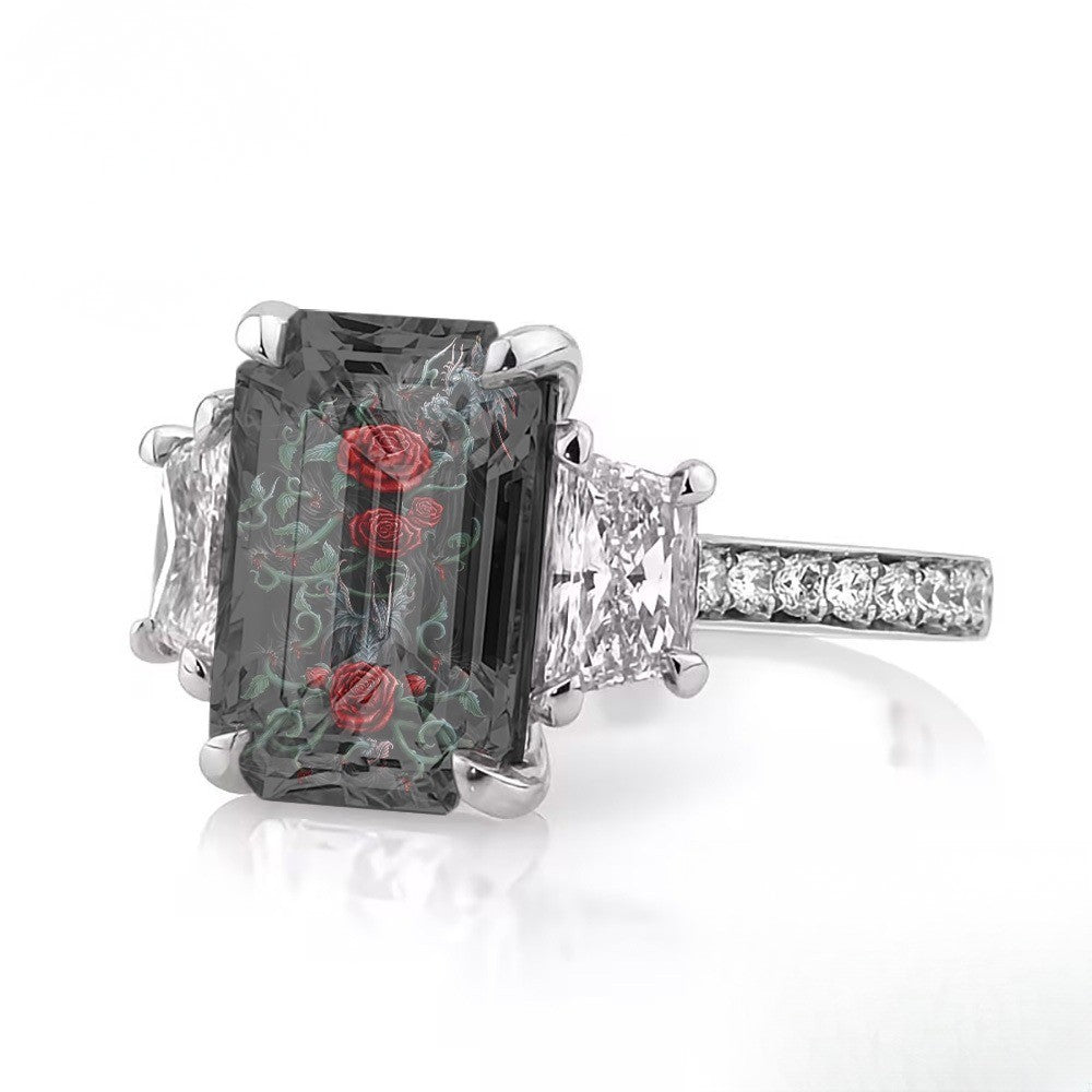Red Rose & Dragon Square Ring