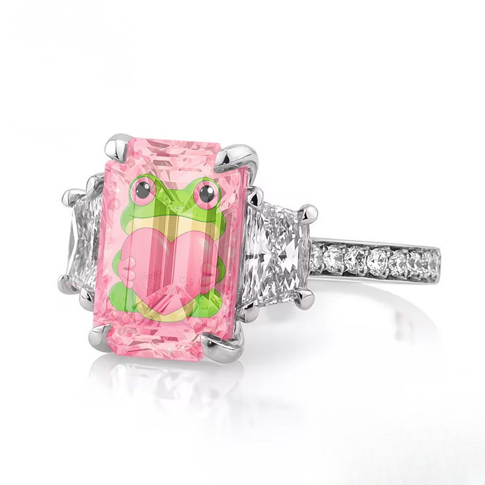 Pink Frog Heart Ring