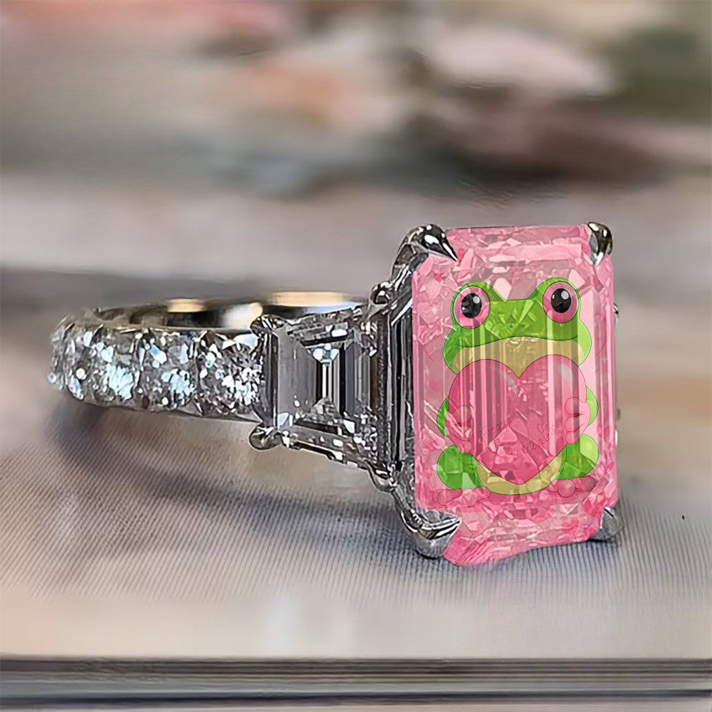 Pink Frog Heart Ring