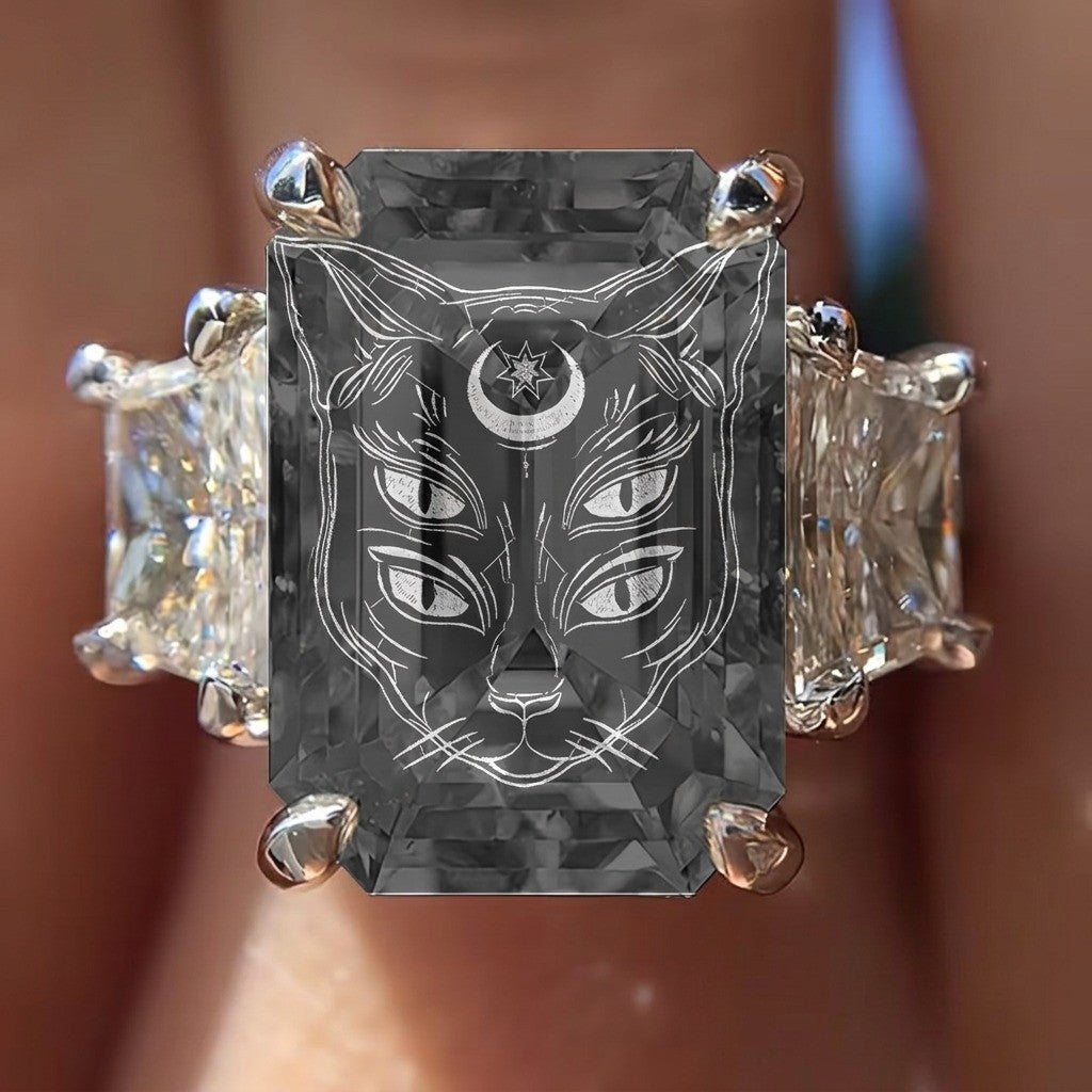 Four-Eyed Cat Moon Square Ring