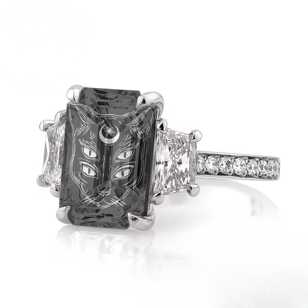 Four-Eyed Cat Moon Square Ring