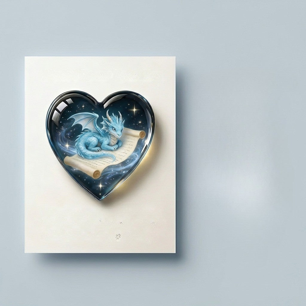 Blue Dragon Heart Pocket Hug Card