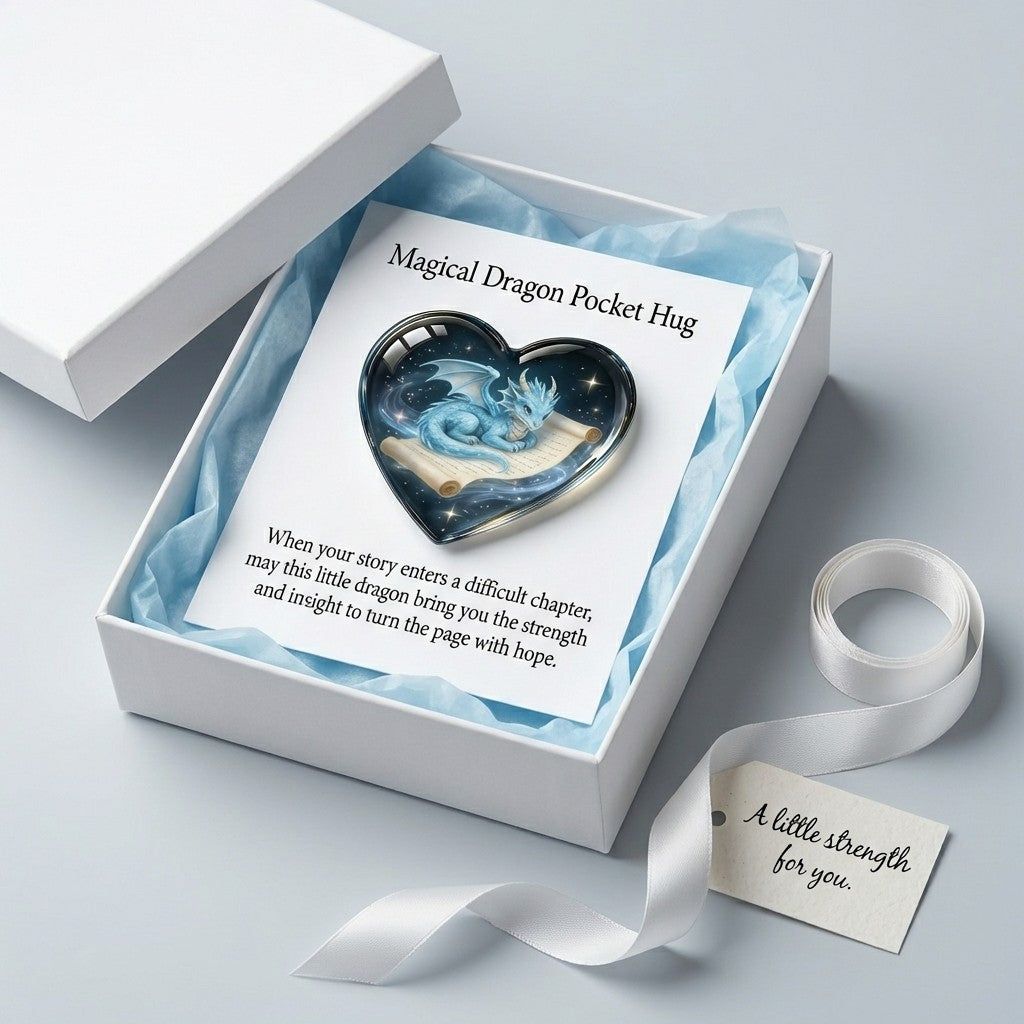 Blue Dragon Heart Pocket Hug Card