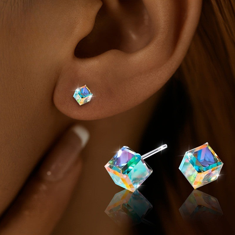Iridescent Square Stud Earrings