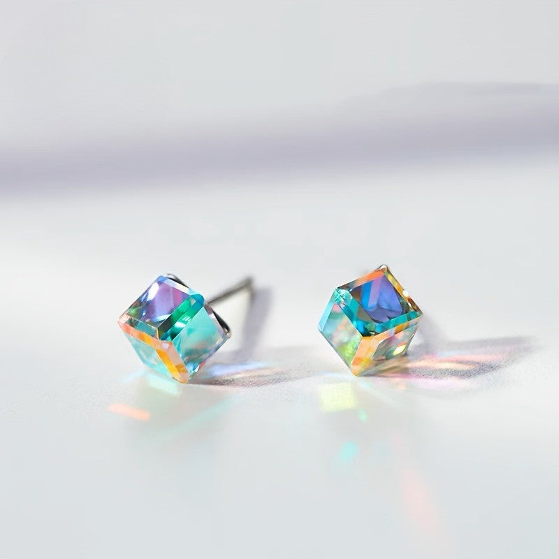 Iridescent Square Stud Earrings