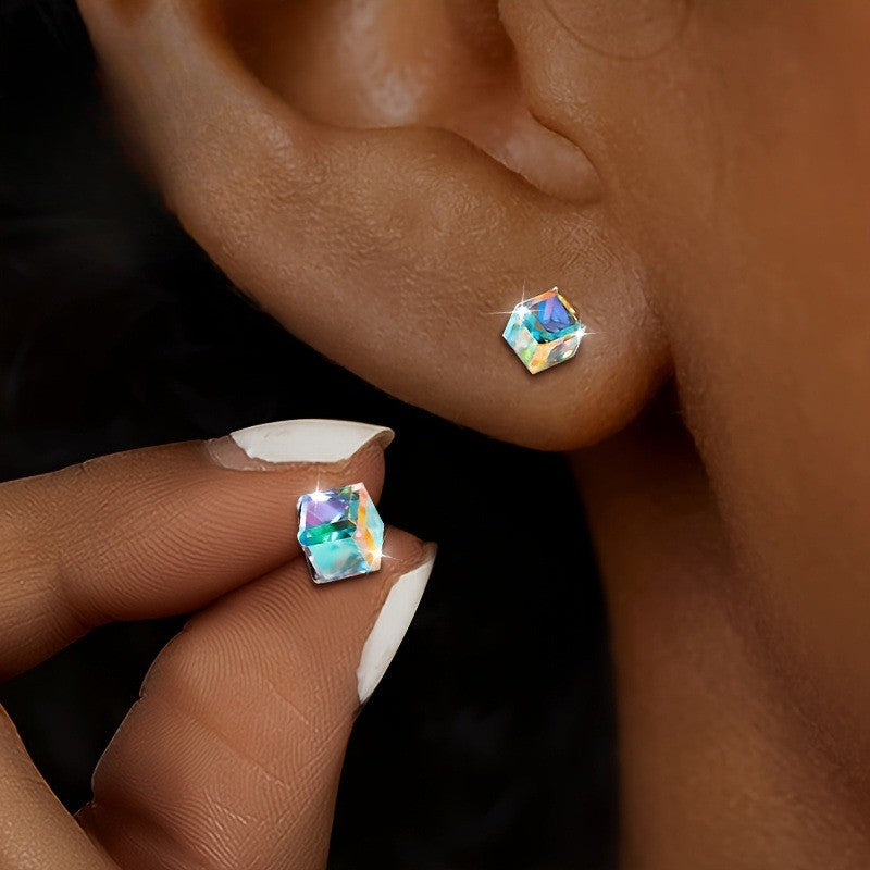 Iridescent Square Stud Earrings