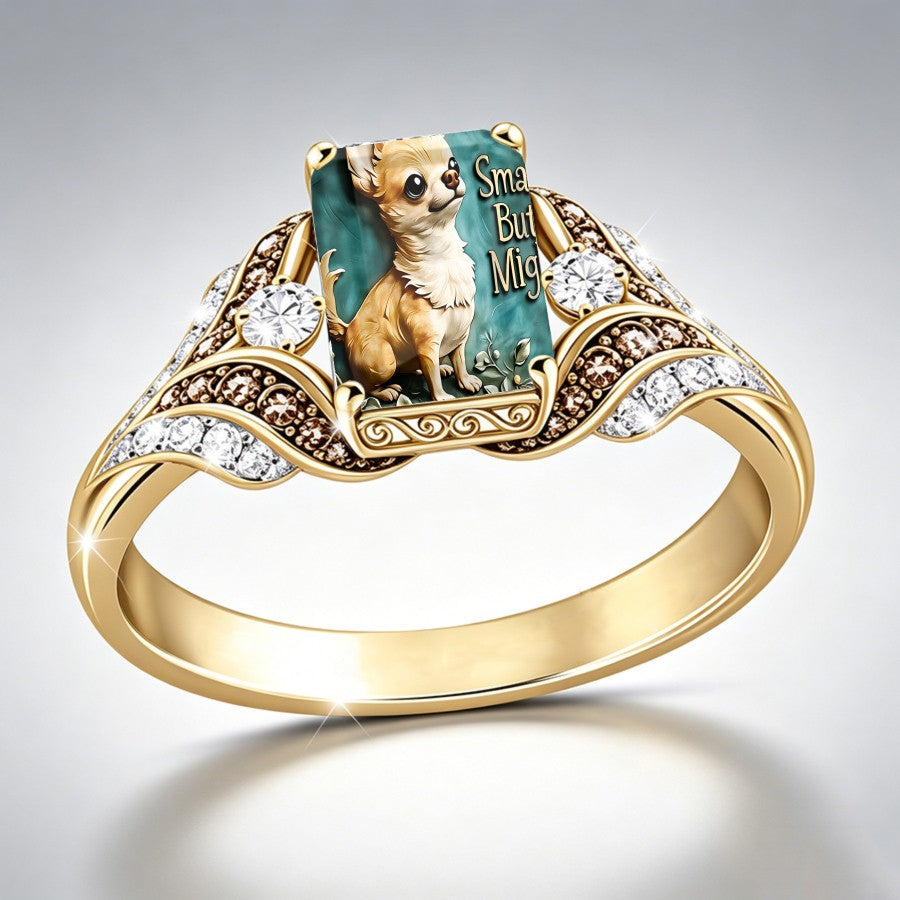 Chihuahua Glass Inlay Ring