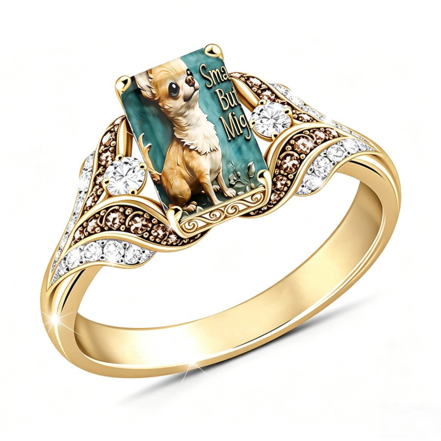 Chihuahua Glass Inlay Ring