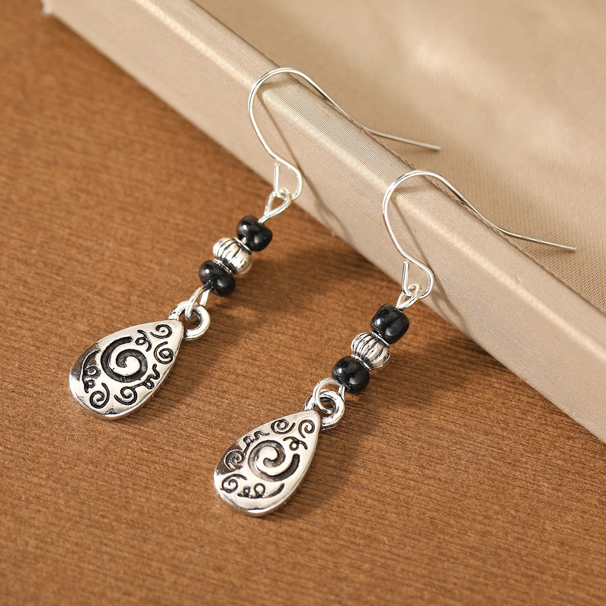 Distressed Scroll Teardrop Earrings