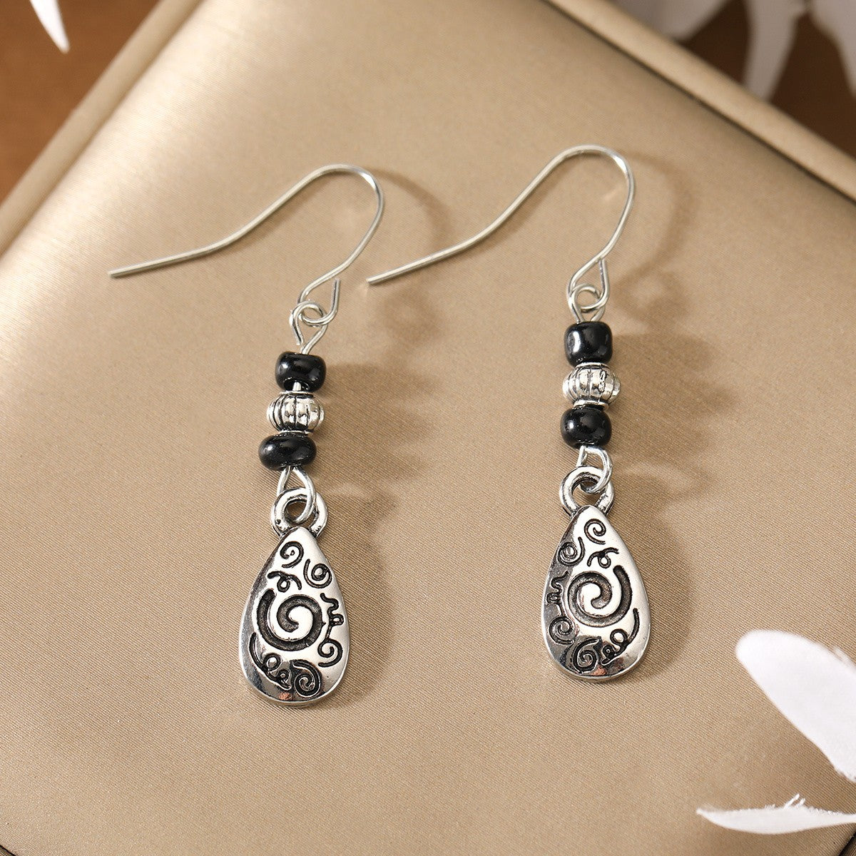 Distressed Scroll Teardrop Earrings