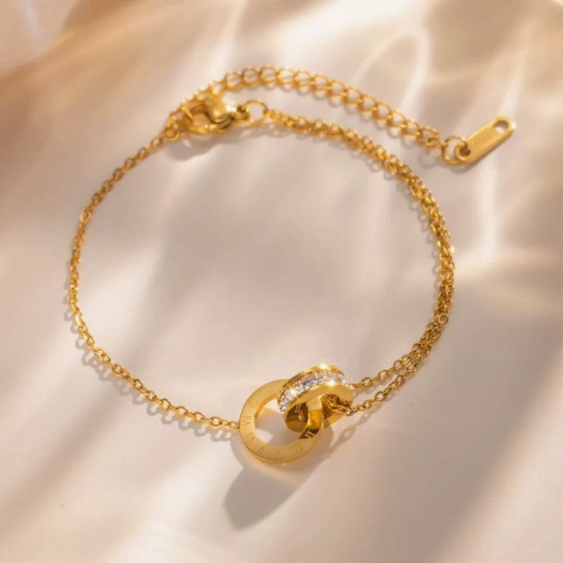 Double Chain Interlocking Circle Anklet