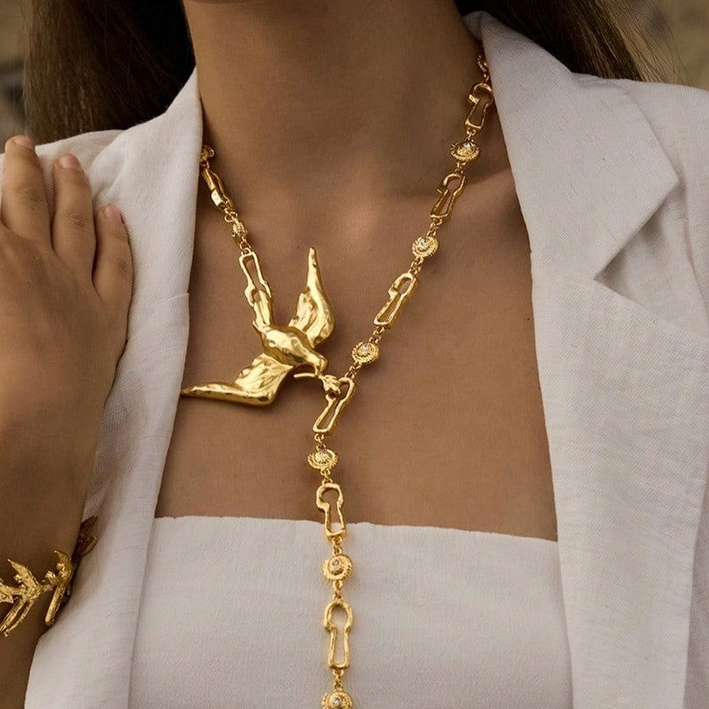 Gold Swallow Y-Necklace