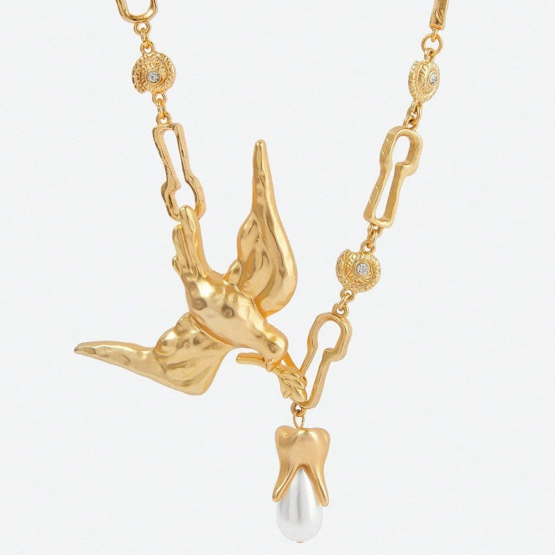 Gold Swallow Y-Necklace