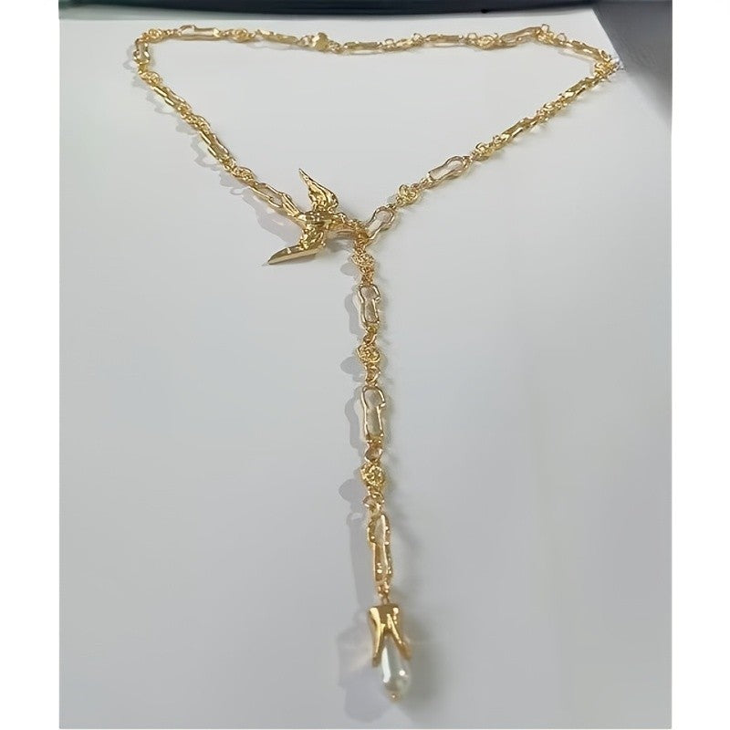 Gold Swallow Y-Necklace