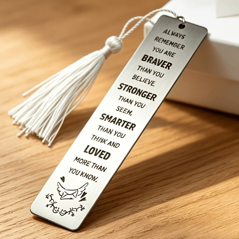 Inspirational Quote Metal Bookmark with Tassel