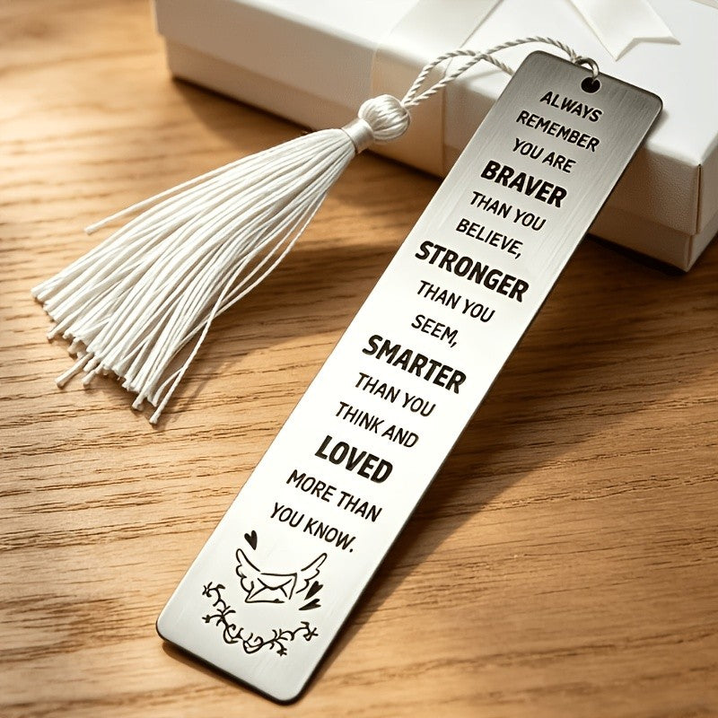 Inspirational Quote Metal Bookmark with Tassel