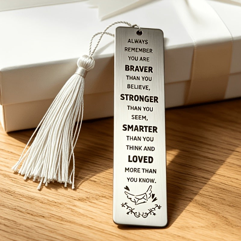 Inspirational Quote Metal Bookmark with Tassel