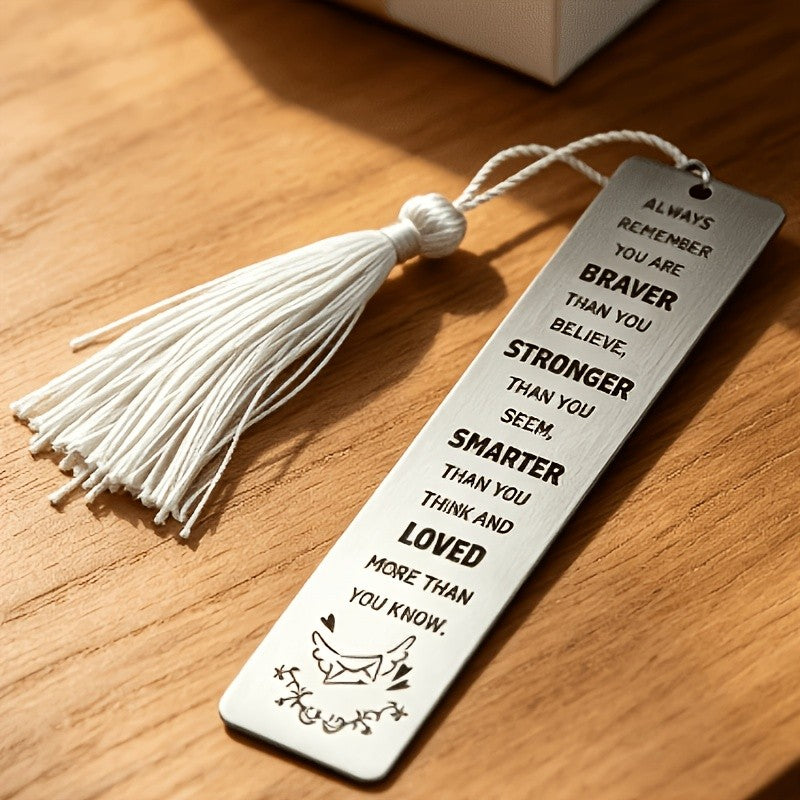 Inspirational Quote Metal Bookmark with Tassel