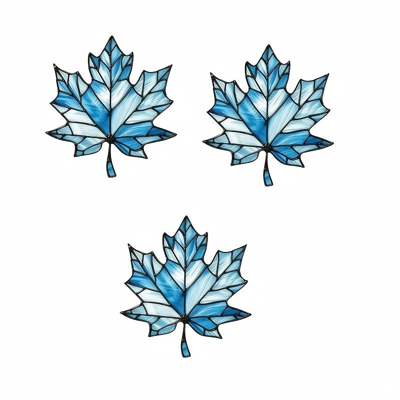 Stained Glass Maple Leaf Ornament Set