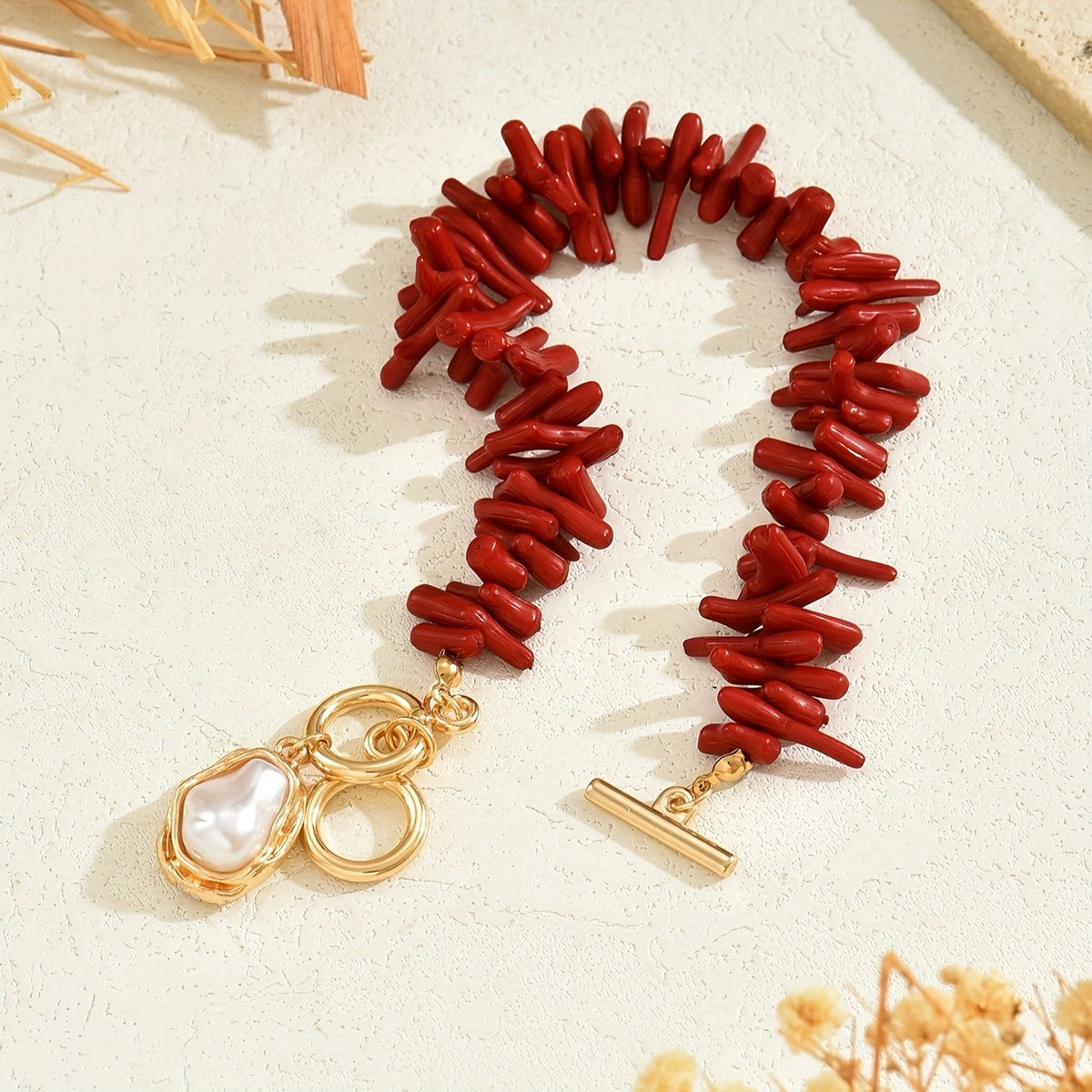 Red Coral Charm Anklet