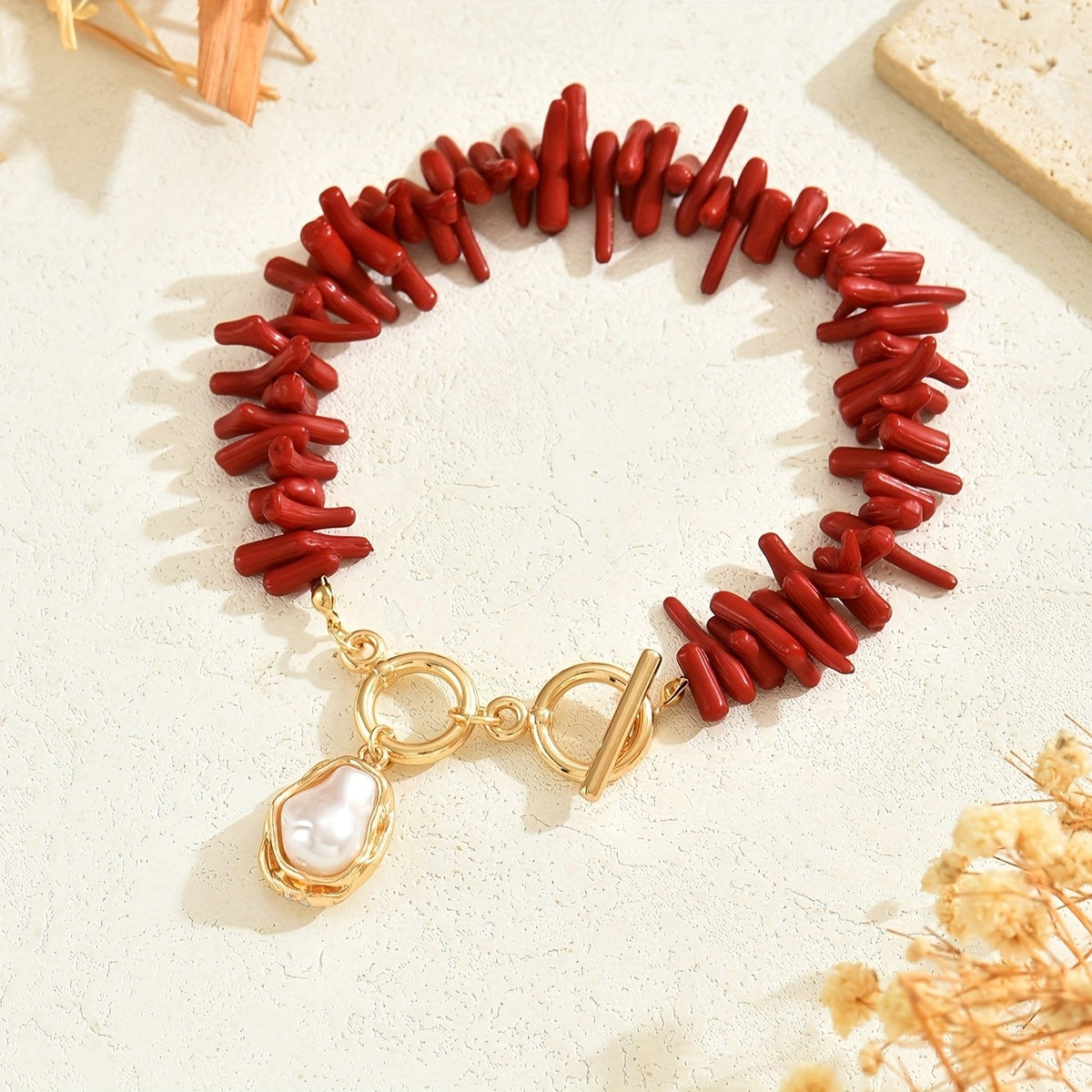 Red Coral Charm Anklet