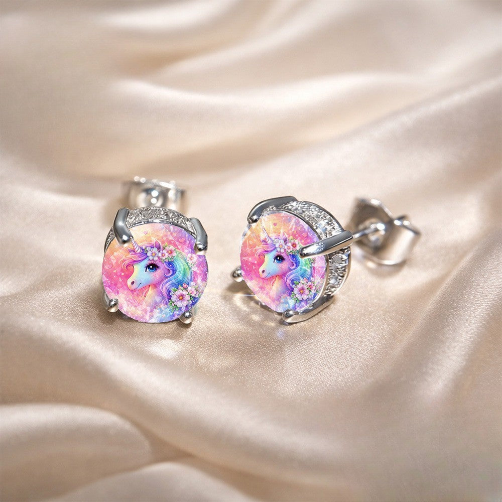 Rainbow Unicorn Stud Earrings