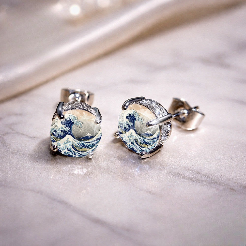 Ocean Wave Glass Earrings