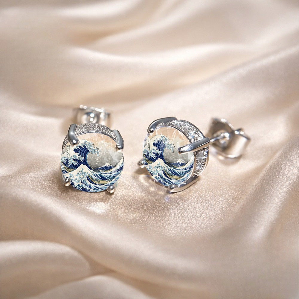 Ocean Wave Glass Earrings