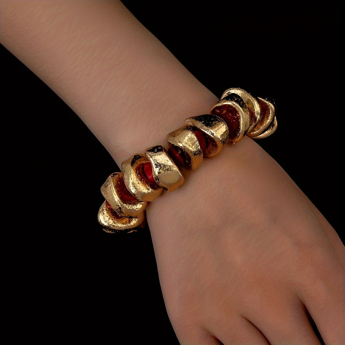 Gold-Tone Red Link Bracelet